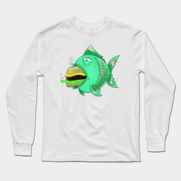 Fish Burger Long Sleeve T-Shirt by Schink